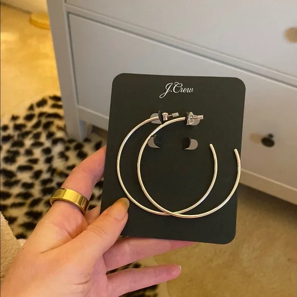 J.Crew Silver Hoop Earrings - Picture 2 of 3